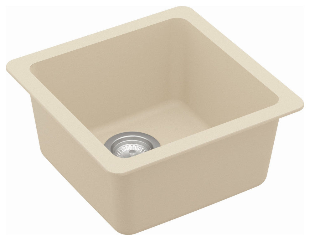 Karran Undermount Quartz Composite 17" Bar Single Bowl Sink, Bisque