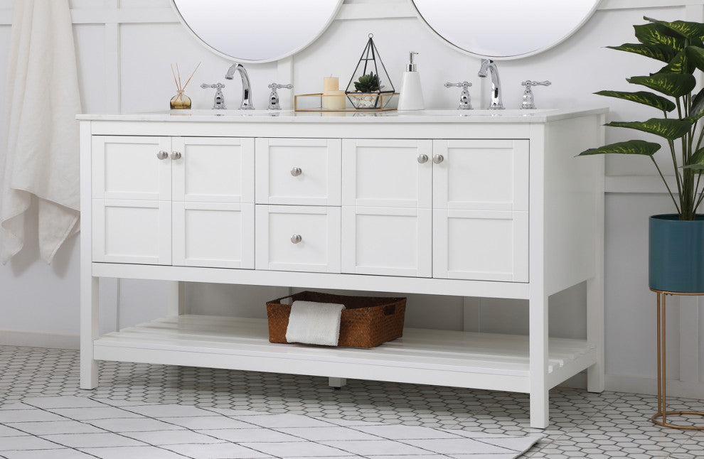 Tucker White 60" Double Sink Bathroom Vanity