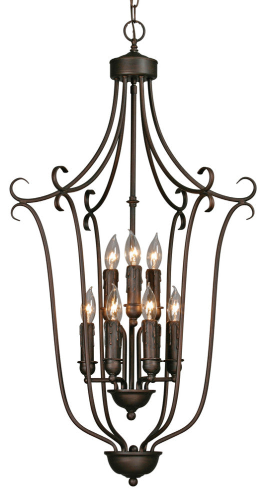 Multi-Family 2 Tier 9 Light Caged Foyer With Drip Candlesticks Shade
