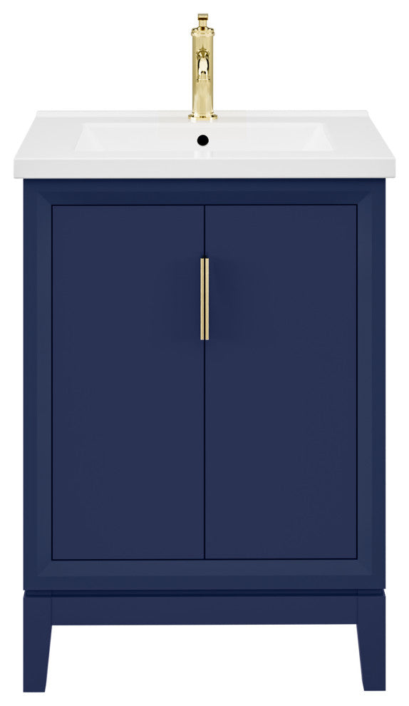 Elise 24 In. Ceramic Sink Top Vanity in Monarch Blue with Single Faucet