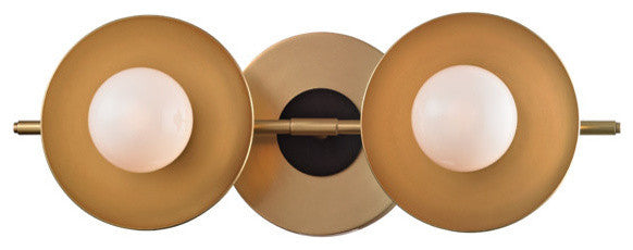 Julien 2-Light Bath Bracket With Opal Matte Shade, Finish: Aged Brass