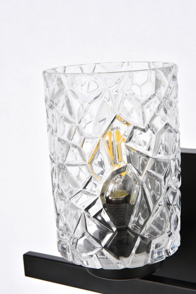 Conor 1-Light Bath Sconce, Black With Clear Shade