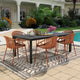 GDF Studio 7-Piece Modern Outdoor Dining Set, Orange/Black