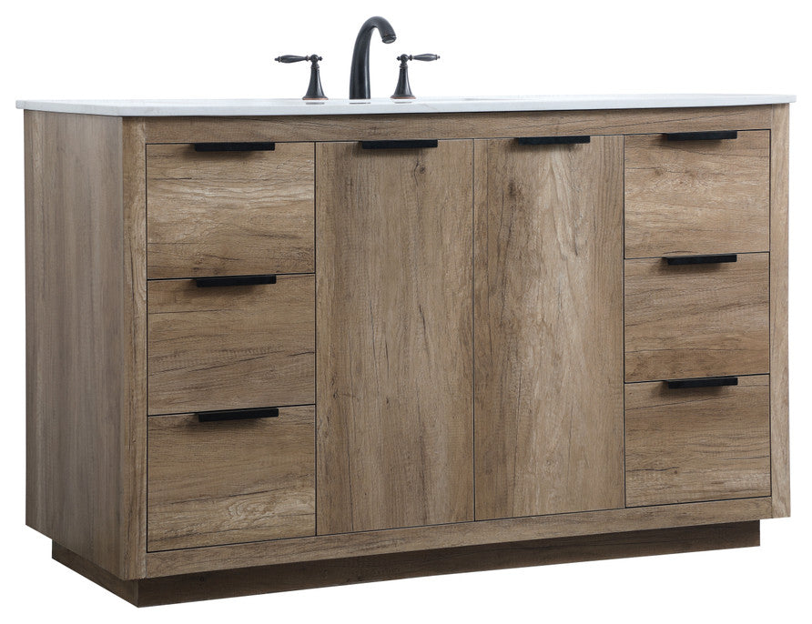 Bethany Single Bathroom Vanity, Natural Oak, 54"