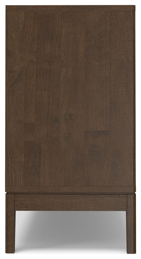 Harper Solid Hardwood 3 Door Sideboard Buffet / Storage Cabinet, Walnut Brown