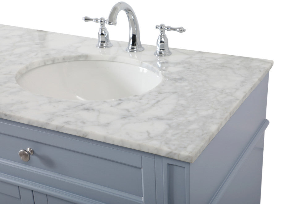 Home Living Vanity with Carrara White Marble Countertop, Gray, 72", Double Sink