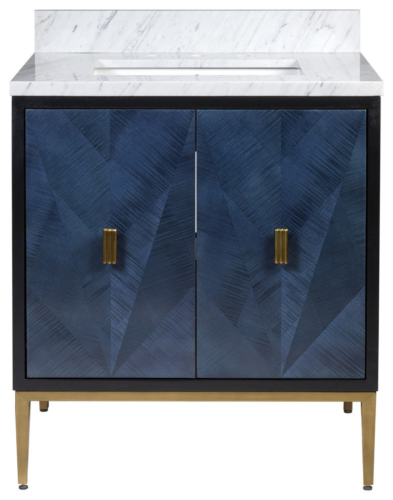 Kallista 30" Blue Vanity with Rectangular Undermount Sink