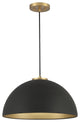 1-Light Pendant, Matte Black, Natural Brass
