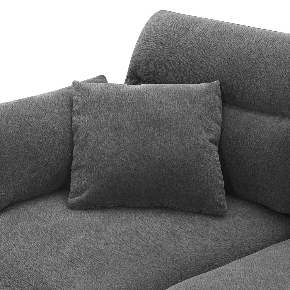 GDF Studio Modern Convertible L-Shaped Sectional Sofa With Ottoman, Gray