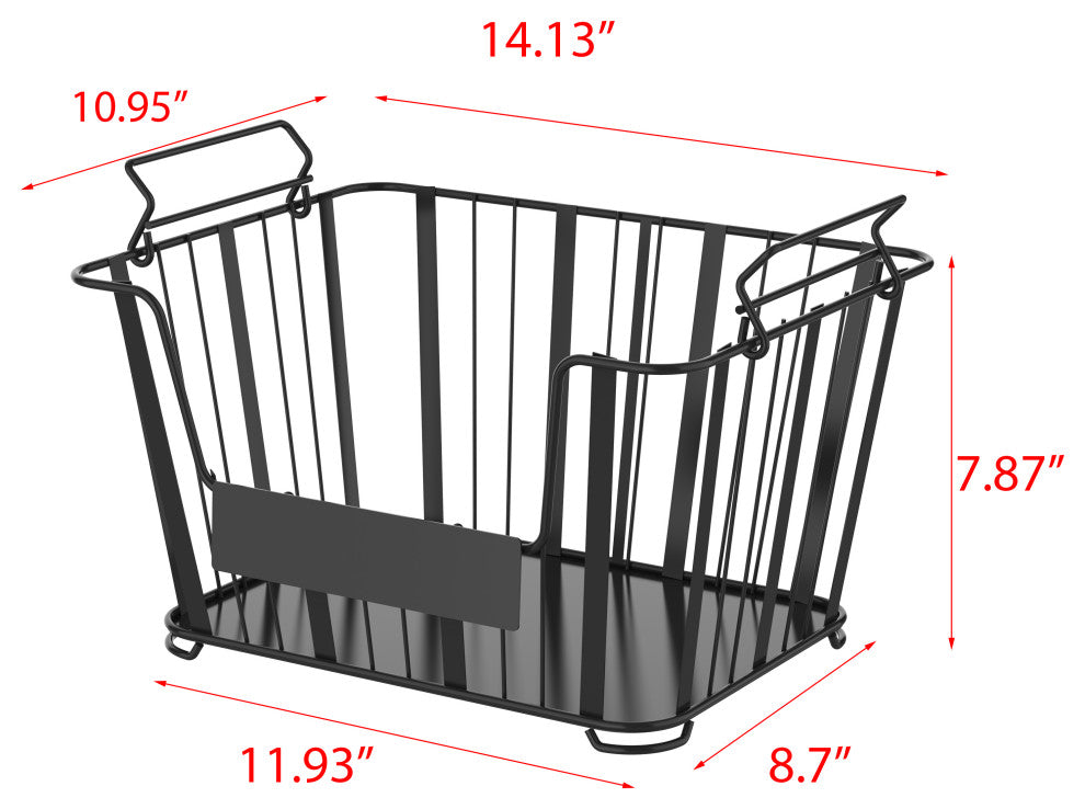 Oceanstar 3-Tier Metal Wire Storage Basket Stand with Removable Baskets "“ Black