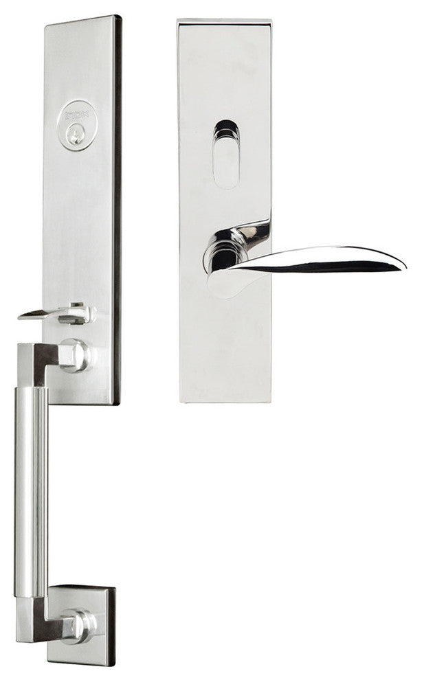 Stratus Lever, Mortise Entry Handle set, LHR, Polished Stainless Steel