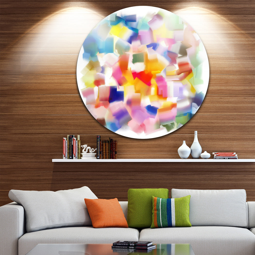 Colorful Stain Design Without Grid, Abstract Disc Metal Wall Art, 11"