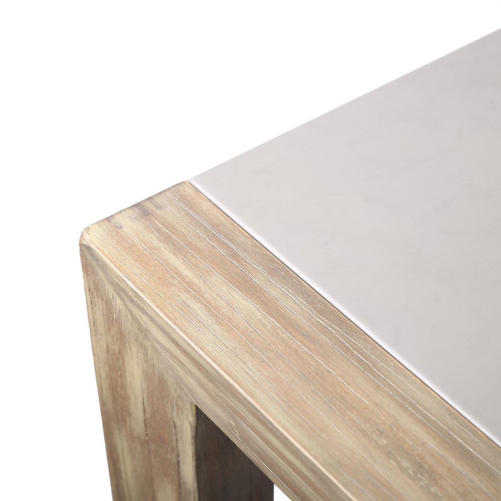 Fineline and Doris Outdoor 7-Piece Stone, Light Eucalyptus Dining Set, Charcoal