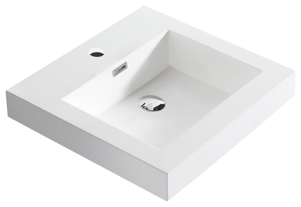 Dowell 18" FTB Resin Bathroom Vanity Basin, White, 18wx18dx6h
