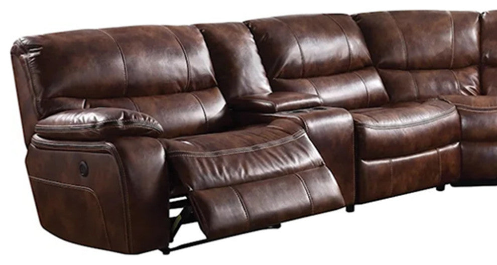 ACME Brax Power Motion Sectional Sofa, Two-Tone Brown Synthetic Leather