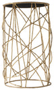 Twig Accent Table With Black Glass Top, Antique Gold