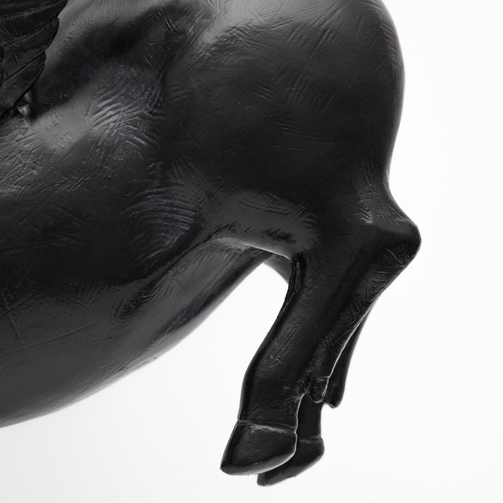 Hogbadi I White Resin Flying Pigs, Set Of 2, Black