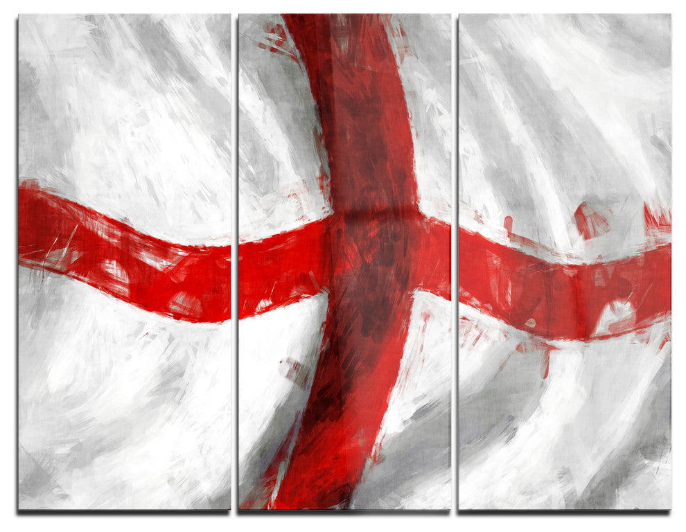 "Flag of England" Glossy Metal Wall Art, 3 Panels, 36"x28"