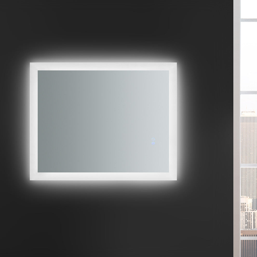 Angelo Bathroom Mirror With Halo Style LED Lighting and Defogger, 24"x30"