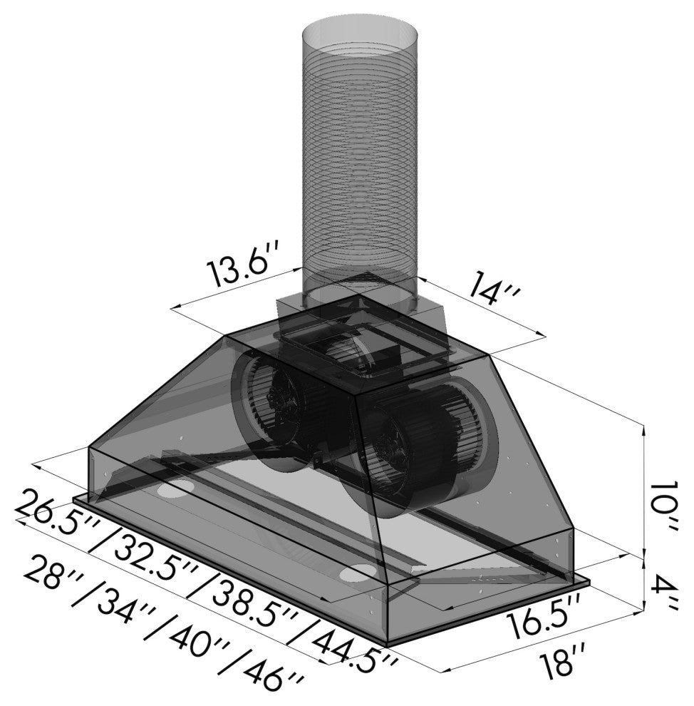 ZLINE 34 in. Remote Blower Range Hood Insert, Stainless Steel, 698-RD-34