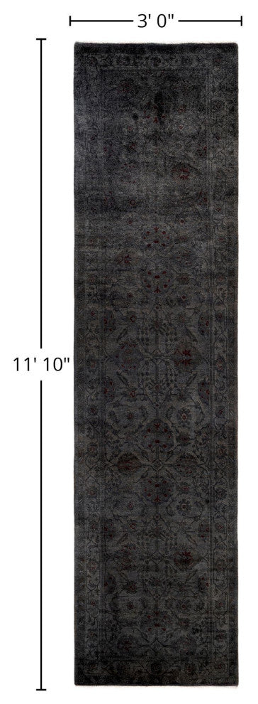 Overdyed One-of-a-Kind Hand-Knotted Area Rug Gray, 3' 0" x 11' 10"