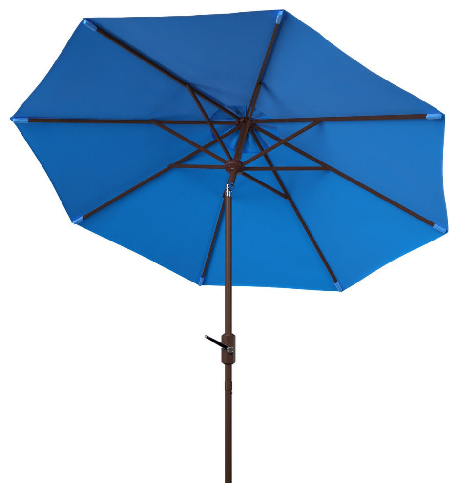 Safavieh Ortega 9' Auto Tilt Crank Umbrella, Pacific Blue