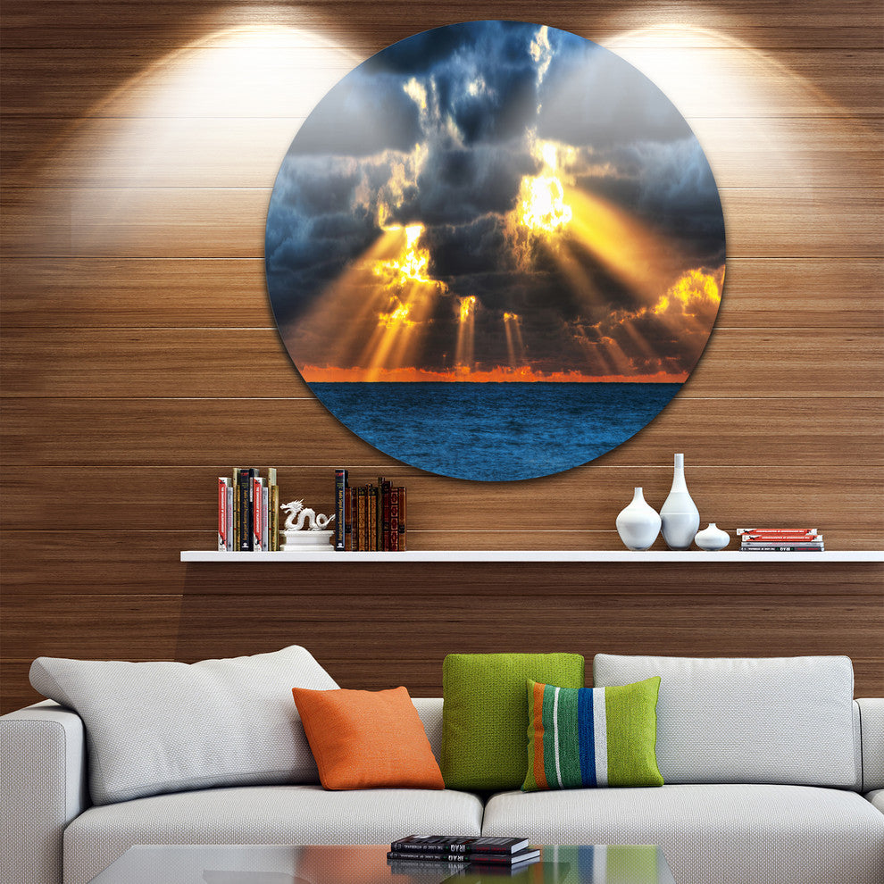 Fight Between Dark And Light, Landscape Round Wall Art, 23"