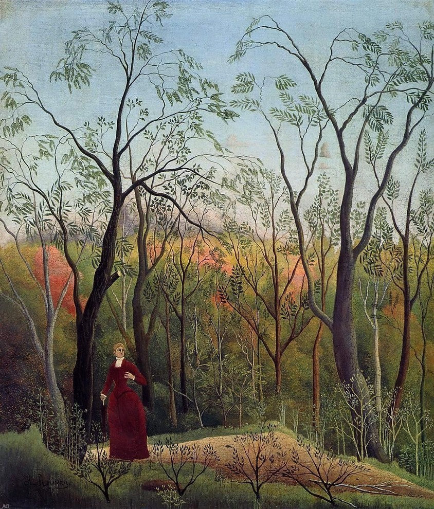 Henri Rousseau Forest Promenade Premium Canvas Print