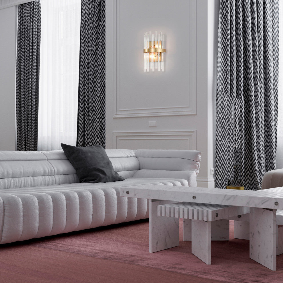 Eva 2-Light Crystal Glass Bar Wall Sconce, Glossy Bronze Finish