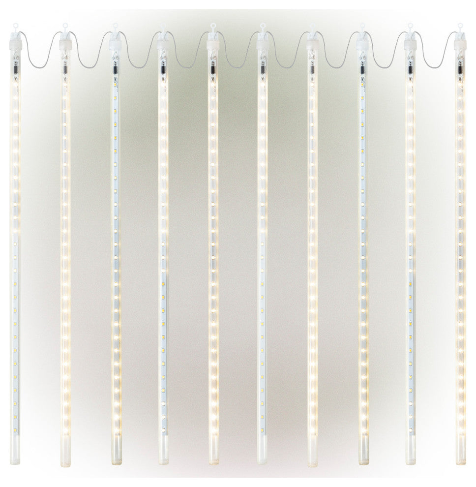 135"L Hanging Icicle Outdoor Lights with Chasing Warm White LED Lights