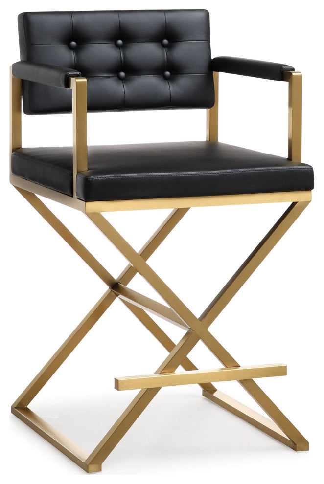 Director Black Gold Steel Counter Stool - Black