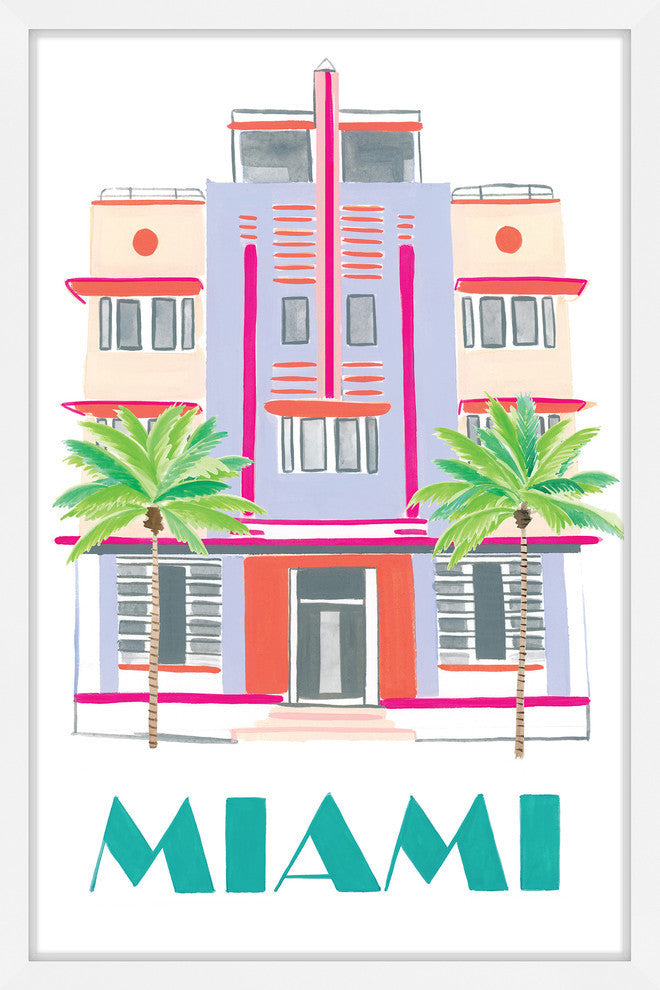 "Miami Art Deco" Framed Painting Print, 16x24