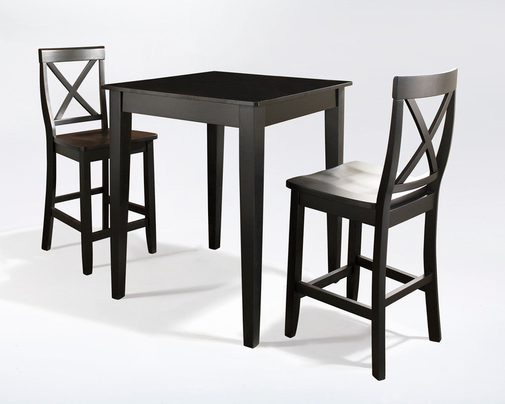 3-Piece Pub Dining Set, Tapered Leg -x- Back Stools
