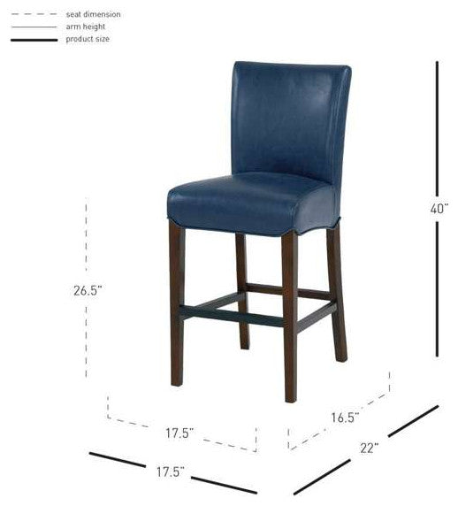 Milton Fabric Stool, Vintage Blue, Counter Stool, Bonded Leather