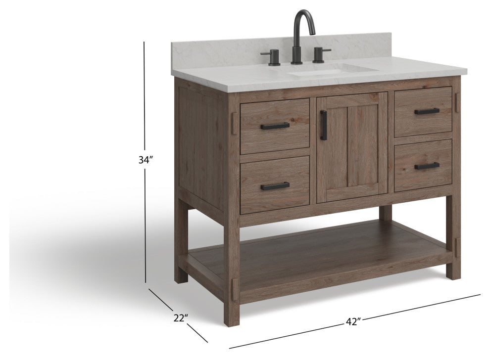 The Betsy Bathroom Vanity, Brown, 42", Single Sink, Freestanding