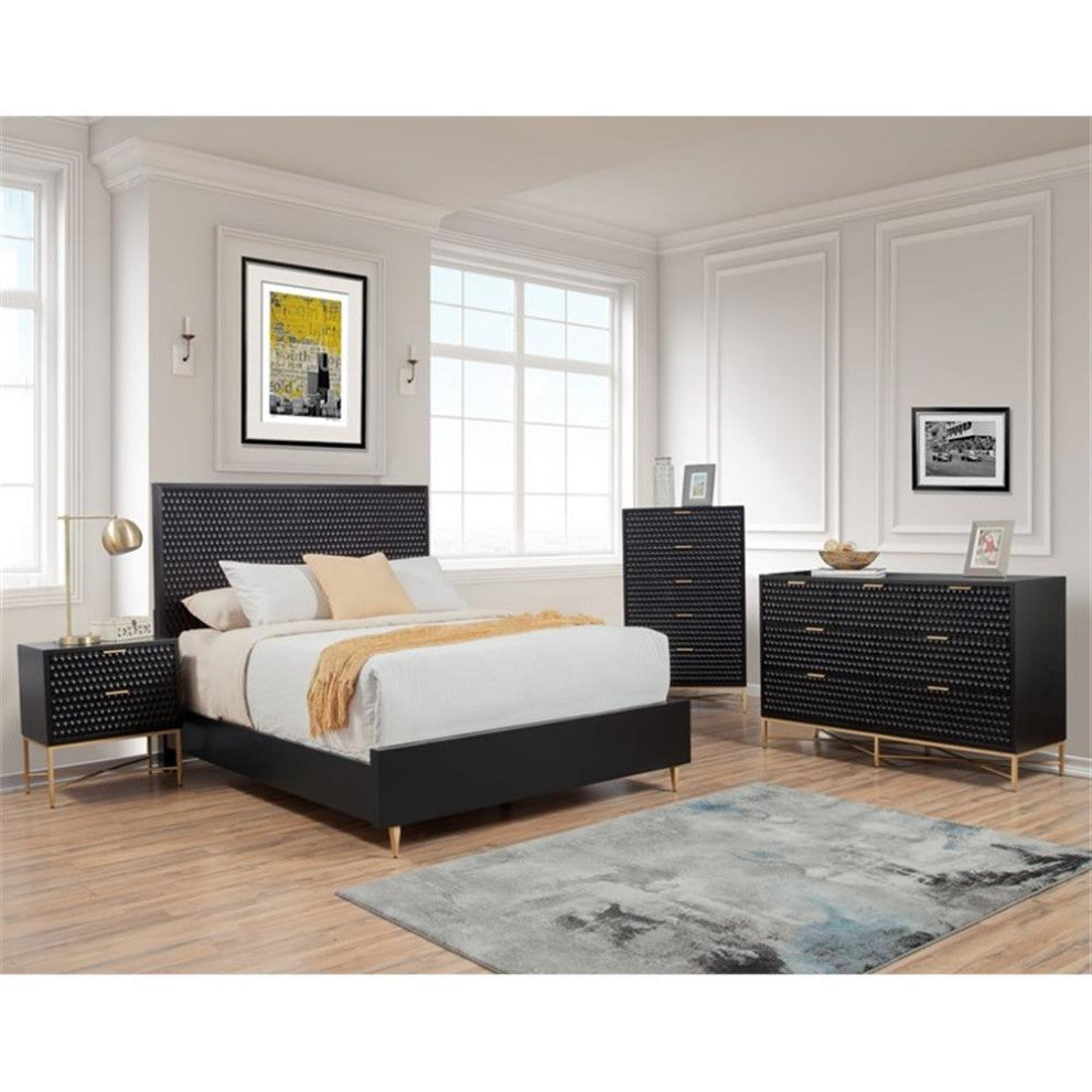 Origins by Alpine Black Pearl Five Drawer Wood Chest in Black