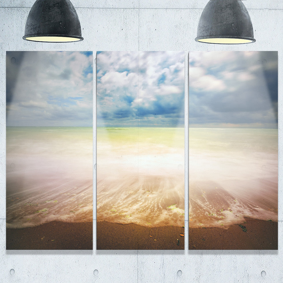 "Exotic Beach on Cloudy Summer Day" Metal Wall Art, 3 Panels, 36"x28"