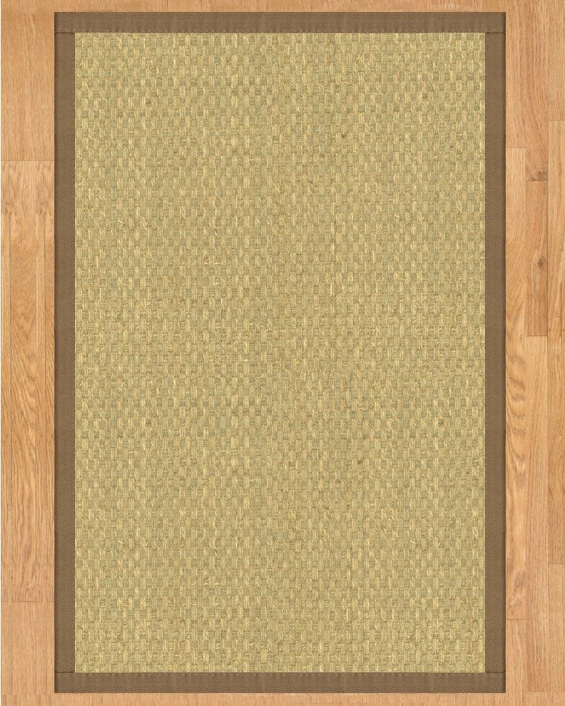 Marina Natural Seagrass Rug, Fossil Binding, 8'x10'