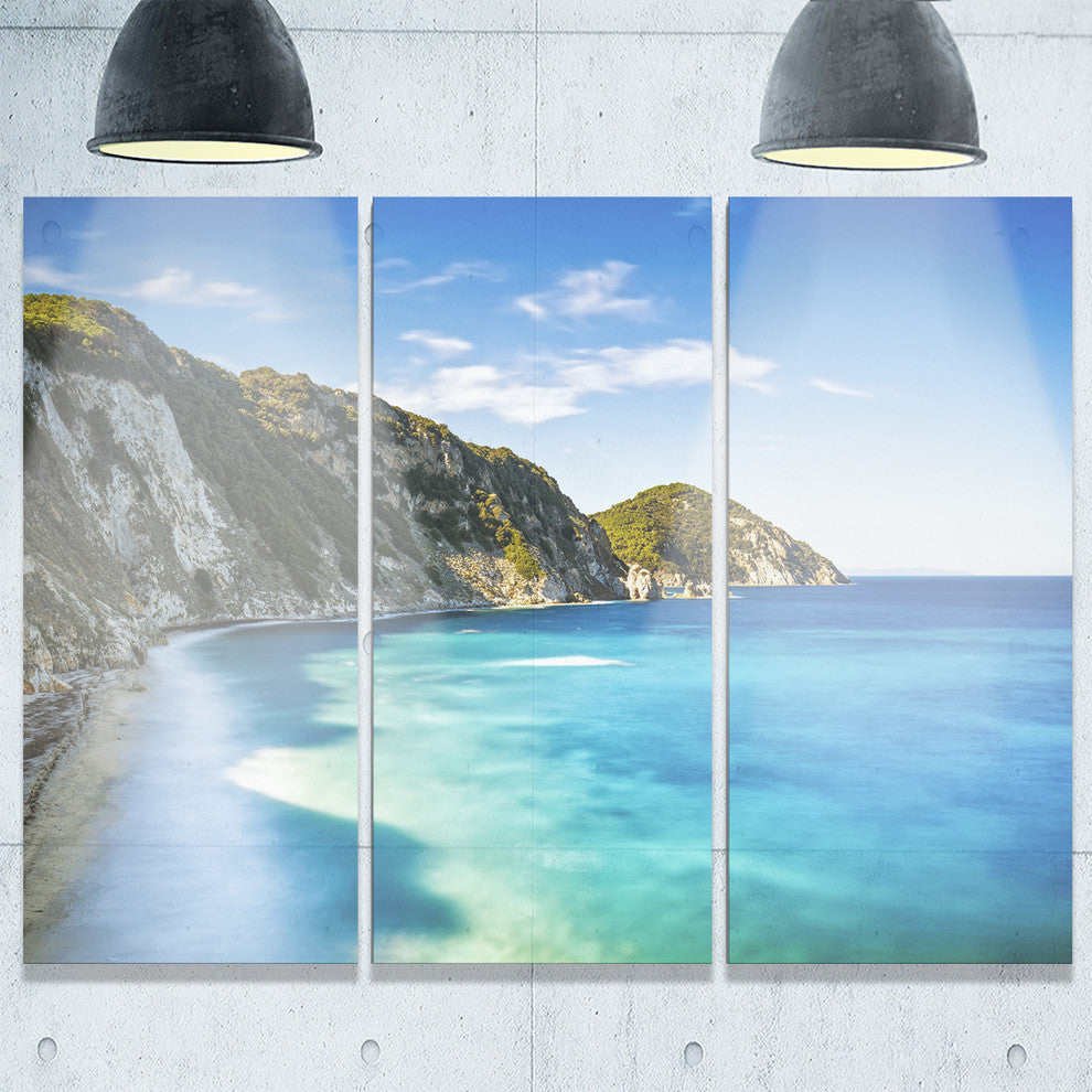 "Portoferraio Sansone White Beach" Metal Wall Art, 3 Panels, 36"x28"