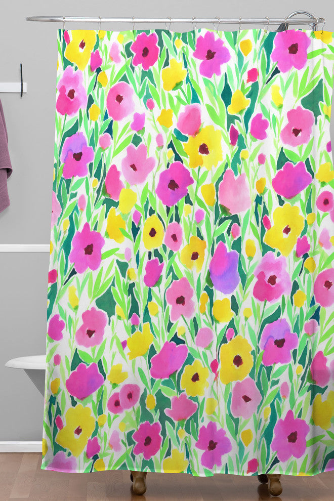 Deny Designs Jacqueline Maldonado Flower Field Pink Yellow Shower Curtain