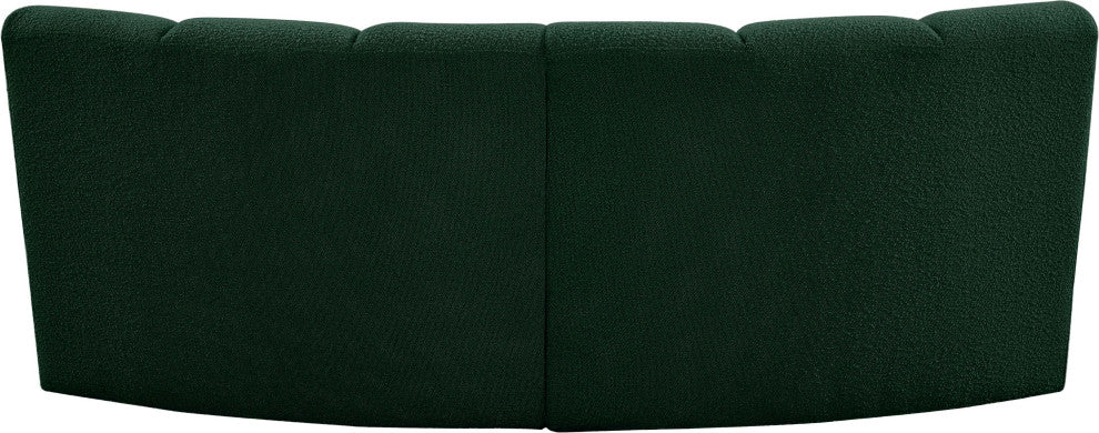 Infinity Black Boucle Fabric Upholstered Arc Shaped Modular Sectional, Green, 2-Piece, Arc-Shaped