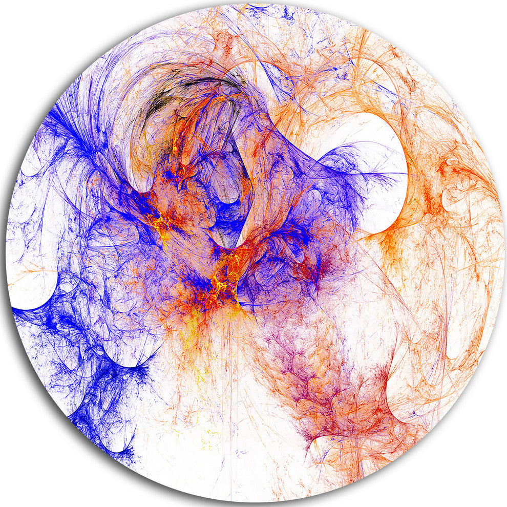 Wings Of Angels Blue, Abstract Digital Art Disc Metal Wall Art, 38"