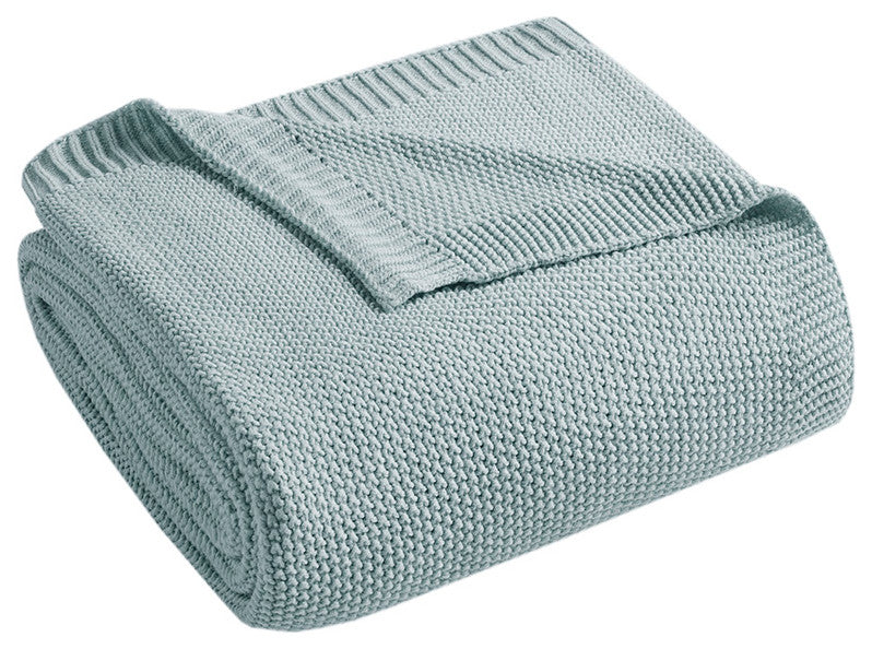 INK+IVY Bree Knit Blanket, Light Blue