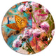 Yellow Butterfly On Thistle Flowers, Floral Round Metal Wall Art, 23"