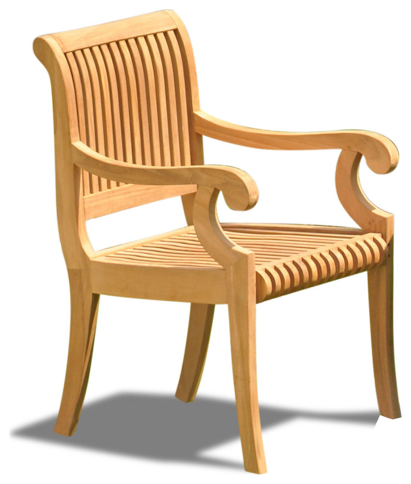 5-Piece Outdoor Patio Teak Dining Set, 48" Butterfly Table, 4 Arm Chairs