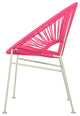 Concha Indoor/Outdoor Handmade Dining Chair, Pink Weave, Chrome Frame