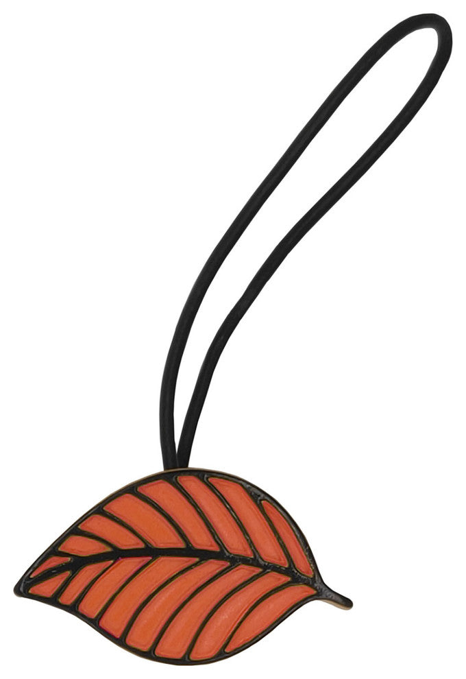 Magnetic Curtain Tiebacks "“ Leaf Design in Resin, Terracotta, Pack of 1