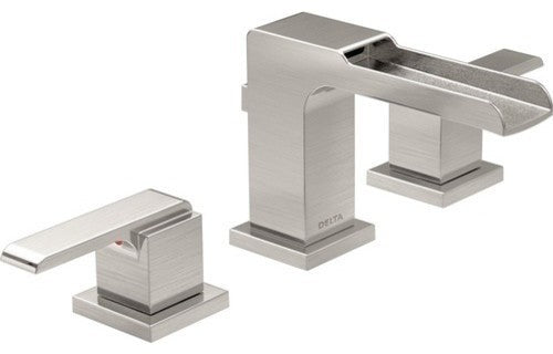 Delta Ara Two Handle Widespread Channel Bathroom Faucet, Stainless, 3568LF-SSMPU