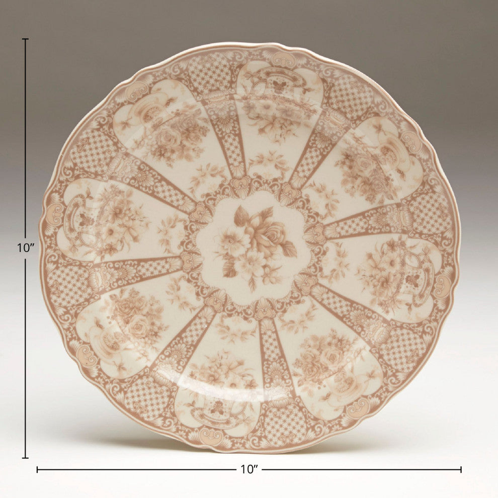 Marquise Porcelain Decorative 10" Dinner Plate, Brown