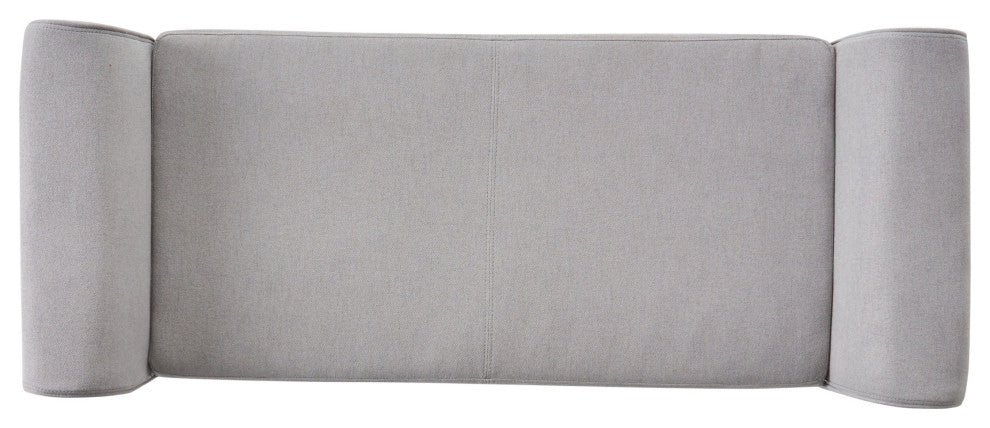GDF Studio Hayes Contemporary Fabric Storage Ottoman Bench with Rolled Arms, Light Gray